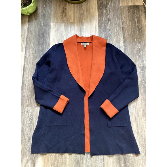 Chunky Knit Navy Cardigan Boho MCM Cozy Heritage Scandi Small Oversized Capsule - Picture 2 of 7